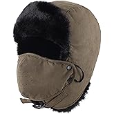 Connectyle Aviator Trapper Hat for Men Women Faux Fur Warm Winter Hat with Ear Flaps Faux Suede Ushanka Cold Weather Hats