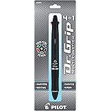 PILOT Dr. Grip 4+1 Multi-Function Refillable & Retractable Ballpoint Pen + Pencil, Fine Point, Black Barrel, Black/Red/Blue/G