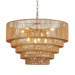 YOMECOO 25.6" Large Rattan Chandelier Vintage