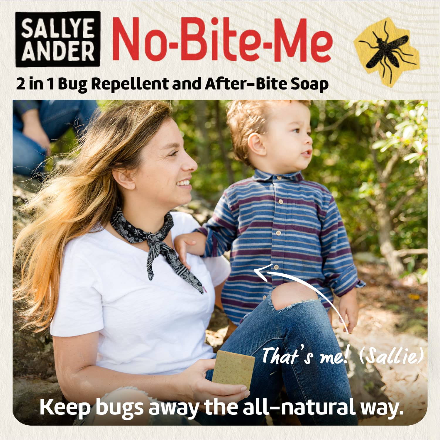 SALLYEANDER No-Bite-Me Soap - Bug & Insect Repellent Soap - 1 Bar - Safe for Kids and Infants - Repels Mosquitoes, Black Flies, Fleas, and Ticks