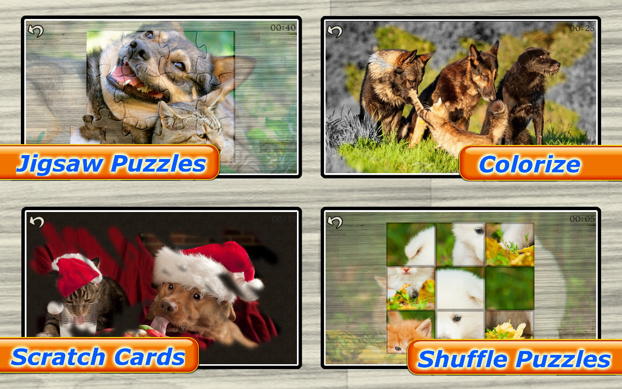Cute Pets Real Dogs and Cats Picture Puzzle Games for