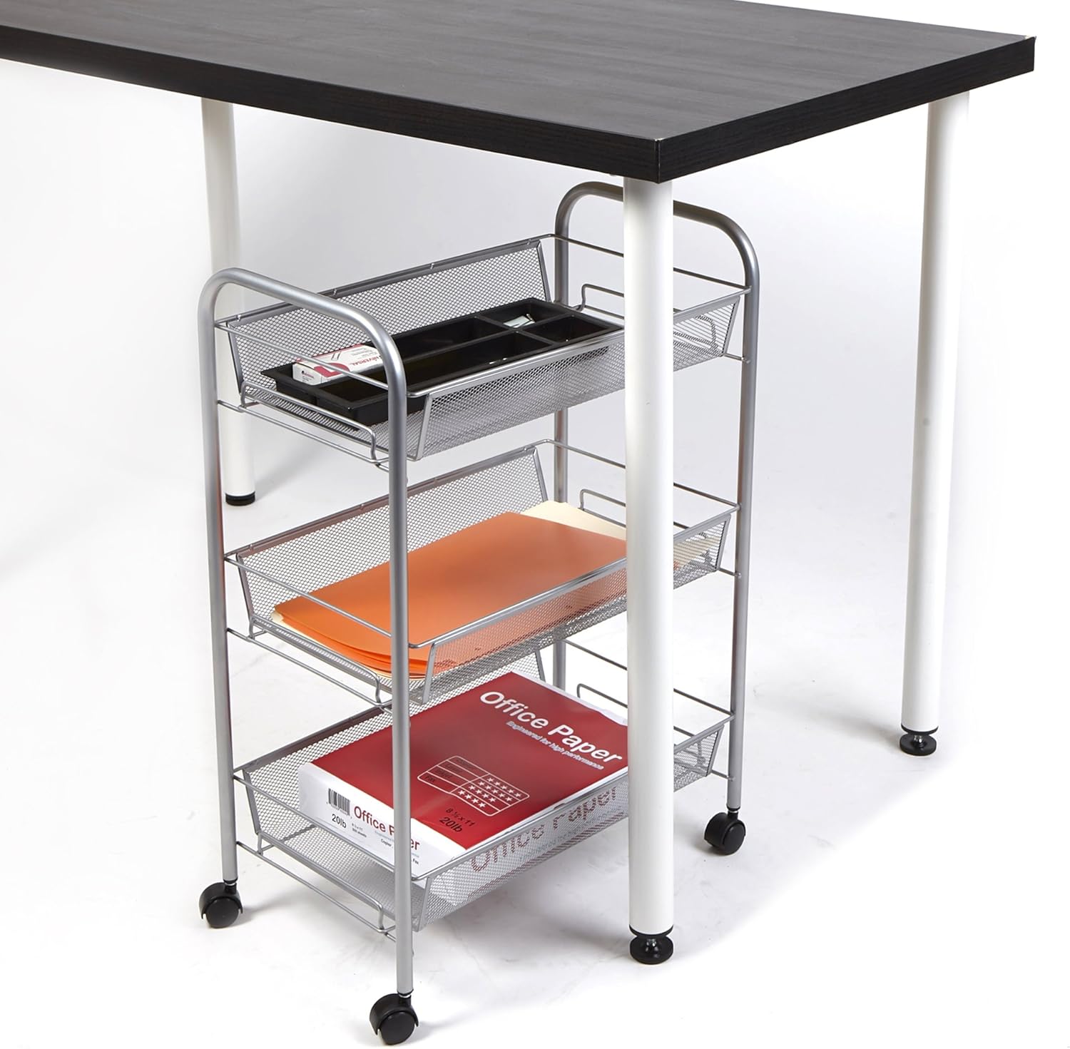 Mind Reader 3-Shelf All Purpose Mobile Utility Cart, Silver: Kitchen & Dining