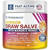 Pergenics Manuka Honey Draw Salve Ointment for Skin Soothing, Boil & Cyst, Ingrown Hair, Splinter Remover, Bug Spider Bites, Bee Sting, Mosquito Itching, Poison Ivy, Minor Cuts, Burns, 2 Oz