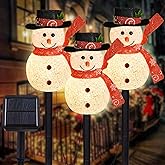 LIGHTSHINE 3PCS Snowman Shape Solar Christmas Lights Decorations, Solar Landscape Pathway Stakes Lights, Outdoor Christmas Decor for Garden, Yard, Patio, Porch (Warm White)