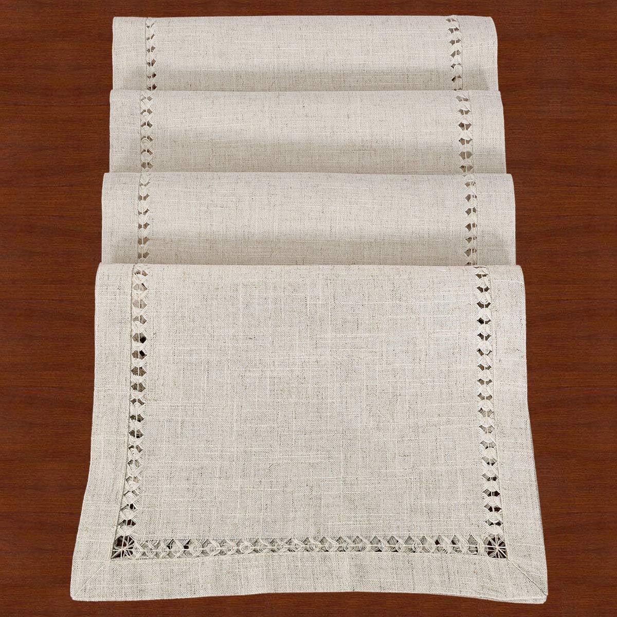 Grelucgo Handmade Hemstitched Natural Rectangle Lace Table Runners (14x48 inch): Home & Kitchen