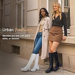Vepose Women's White Lace Platform Combat Knee High