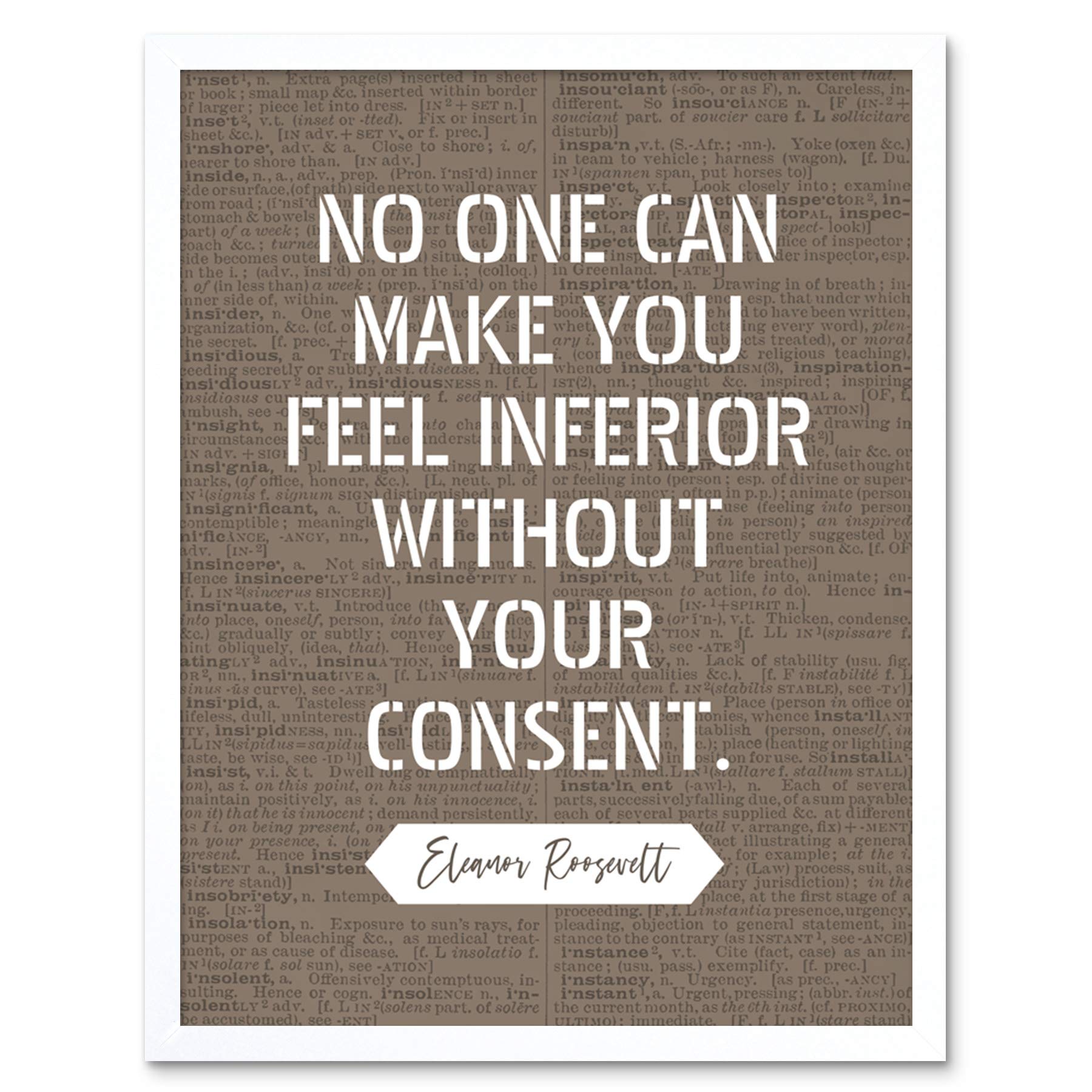 Artery8 Dictionary Inspiring Quote Eleanor Roosevelt No One Can Make You Feel Inferior Art Print Framed Poster Wall Decor 12x16 inch — image 1