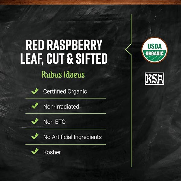 FRONTIER ORGANIC RED RASPBERRY LEAF HERBAL SUPPLEMENT, 1-POUND, CERTIFIED ORGANIC, KOSHER, NON-GMO