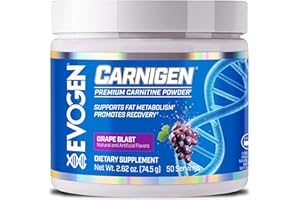 Evogen Carnigen - Premium Carnitine Powder | Supports Fat Metabolism & Promotes Recovery | Stimulant-Free L Carnitine Supplement Matrix with Acetyl L-Carnitine | Grape | 50 Servings