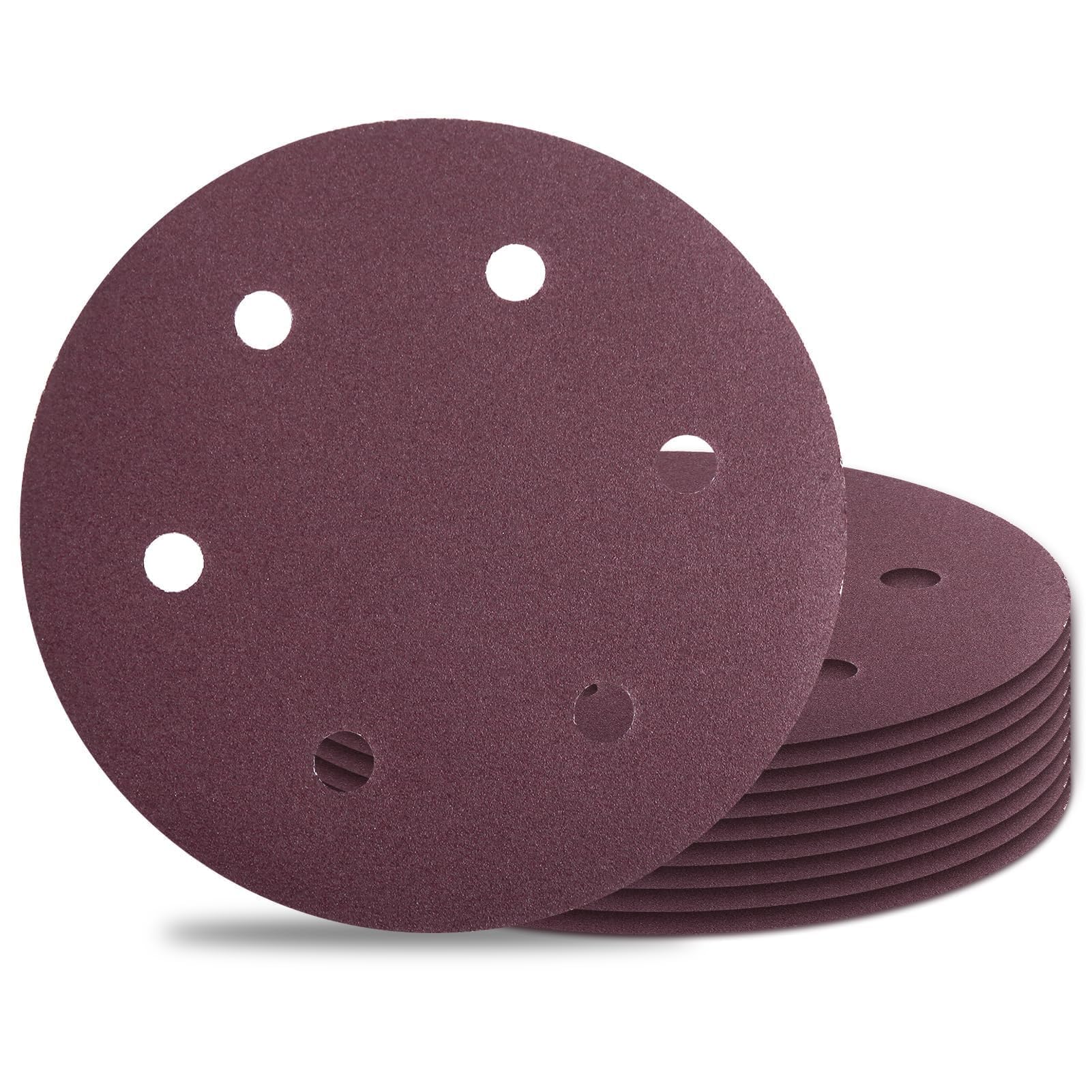 SPEEDWOX 10PCS 120 Grit 9 Inch 6 Hole Sanding Discs 9 Inch 6 Hole Hook-and-Loop Sanding Discs 9" Round Abrasive Disc Aluminum Oxide Hook and Loop Sandpaper Sander Paper for Drywall Sander