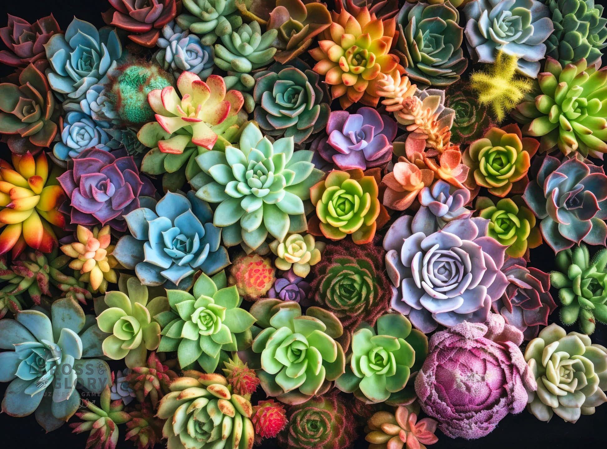 Succulent Symphony: Best 1000 Piece Jigsaw Puzzle for Adults - Premium Quality, Eco-Friendly, Colourful Artwork Puzzle by Cross & Glory - Brain Teasing Fun & Perfect Wall Art