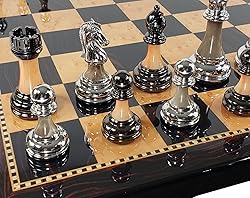 Staunton Chrome & Black Chrome Chess Men Set W 18