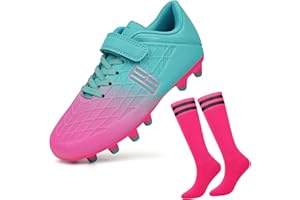 brooman Kids Firm Ground Soccer Cleats Boys Girls Football Cleats with Soccer Socks