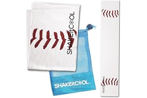 SHAKEitCOOL Original Cooling Towel – Be Cool in Style - Heat Relief, Soft, Lightweight, Sun Protection, Easy Clean - Perfect for Biking, Running, Yoga, Gym, Gardening - Baseball