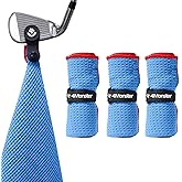 4Monster Golf Towels 3-Pack with Detachable Magnet and Portable Pouch, Quick-Dry Microfiber Golf Towel Set for Golf Bags,Custom Towel Gifts for Men or Women (3, Blue)