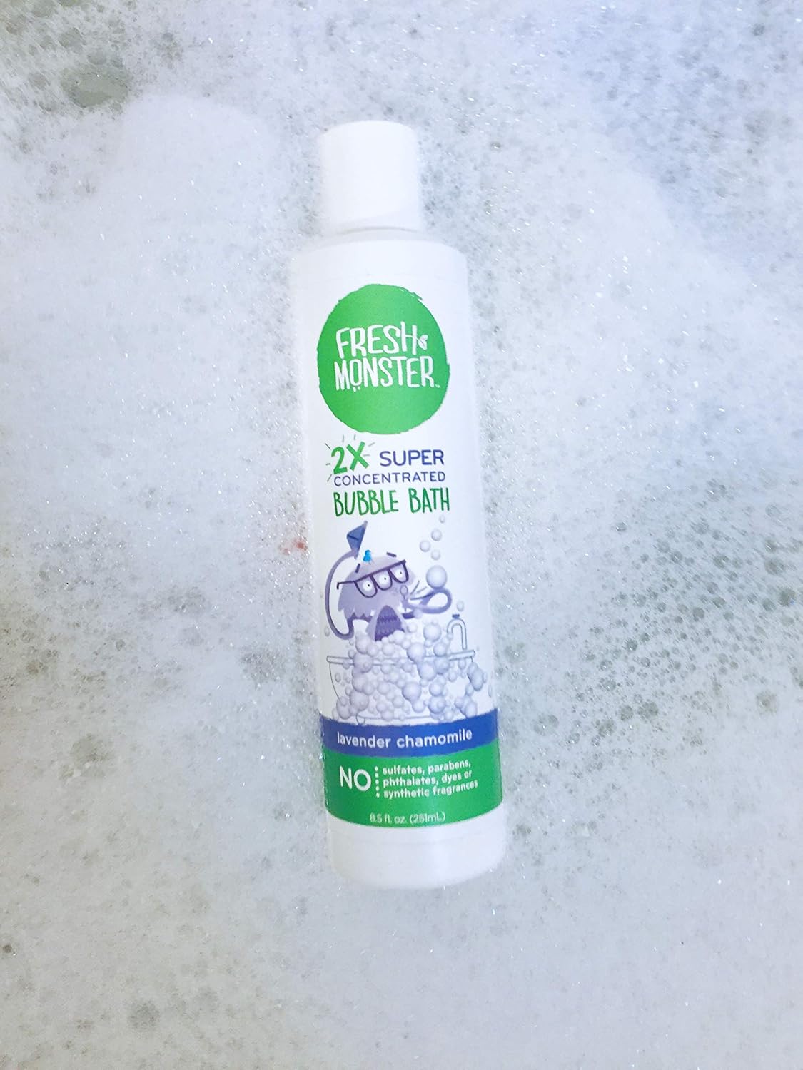 Fresh Monster Bubble Bath Kids, Natural, 2X Super Concentrated, Hypoallergenic and Calming Lavender (1 Count, 8.5oz): Beauty