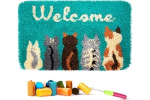 clubevy Tapestry Kits Latch Hook Rug Kits Carpet Embroidery Latch Hook Rug Needlework DIY Adult Craft Kit, Five Cats