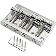 Musiclily Pro 57mm (2-1/4 inch) String Spacing Heavy Duty 4-String Bass Bridge Assembly, Chrome