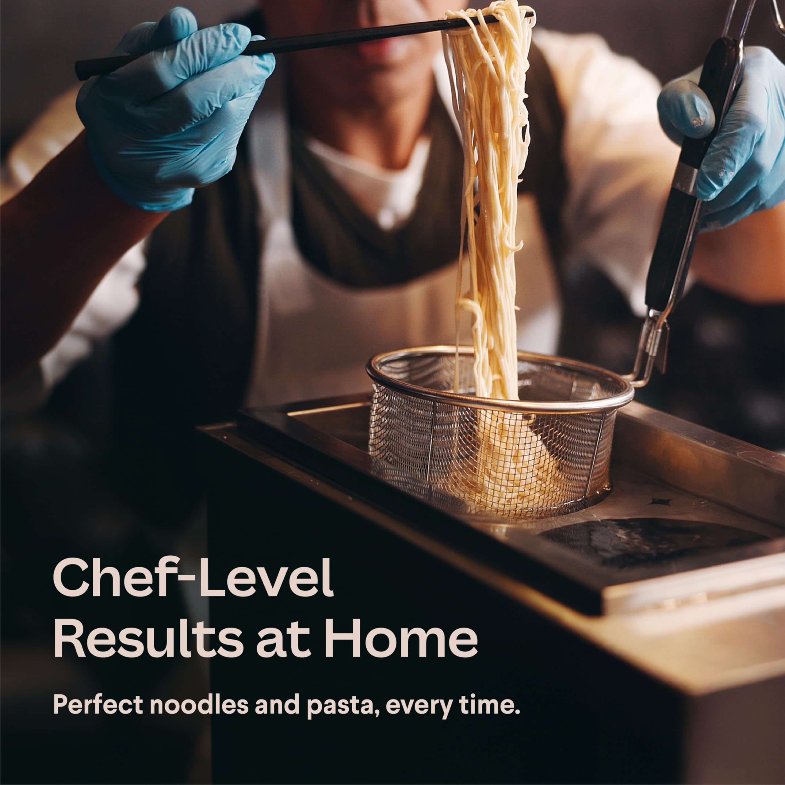 Noodle Basket Set – Stainless Steel Fine Mesh Strainer with Handle, Pasta Tool for Boiling, Asian Cooking Utensils – Ramen, Dumpling, and Hot Pot Ready