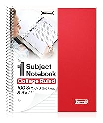 Dunwell 1 Subject Notebook College Ruled