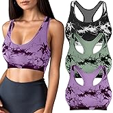 Coume 3 Pack Sports Bras for Women Racerback Tie Dye Bras High Support Padded Workout Bralette Athletic Yoga Running Gym