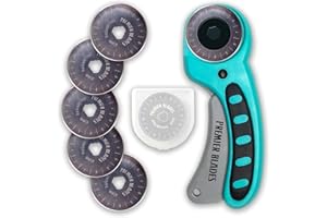 Premier Blades 45mm Rotary Cutter Tool (5 EXTRA BLADES INCLUDED) - Quality Stainless Steel Blades - Rotary Cutter for Fabric, Paper, Leather, and More!