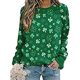 MYHALF St Patricks Day Sweatshirt Women Shamrock Long Sleeve Irish Festival Holiday Tee Short Sleeve Causal Top