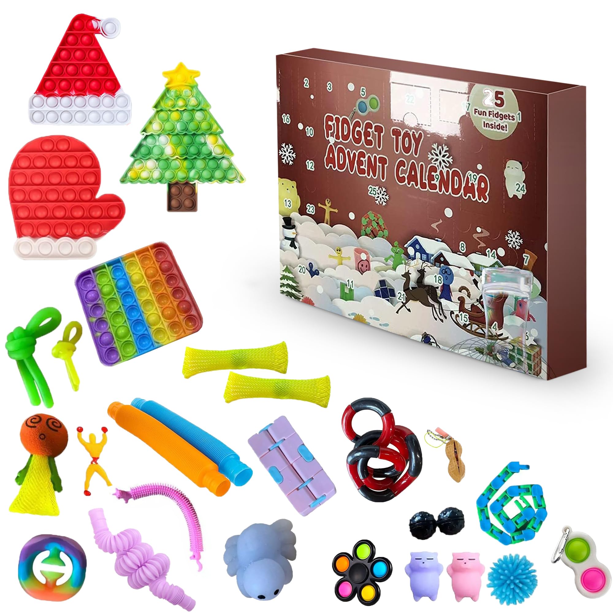 Fidget Advent Calendar 2025 | 24 Days of Christmas Countdown with Holiday-Themed Fidget Toys | Stress Relief Sensory Gifts for Kids & Adults | Limited Edition | CE MARK