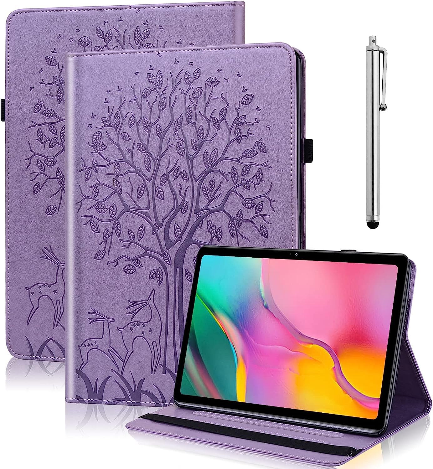 GLANDOTU Case for Xiaomi Mi Pad 5, Elastic Strap Pen Holder Fold Stand Function Cover, Folio Flip Wallet PU Leather Tablet Cases for Mi Pad 5 Pro/Mi Pad 5 Pro 5G Case (free Stylus pen) - Purple