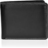 Pavia Leo Mens Soft Leather Bi-fold Wallet RFID (Black/Grey)
