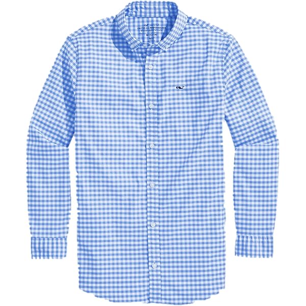 Vineyard Vines Boys' Oxford Long Sleeve Whale Button-Down Shirt – Classic Fit, Embroidered Whale Design