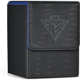 ZLCA Card Deck Box for MTG Yugioh TCG, Card Storage Box | with Dividers Holds 100+ Sleeved Cards, Premium Card Deck Case Compatible with CCG Trading Cards (Black&amp;Blue,Puzzle)