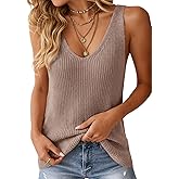 Tutorutor Womens Summer Sleeveless V Neck Sweater Vest Fall Knitted Loose Cami Tank Tops