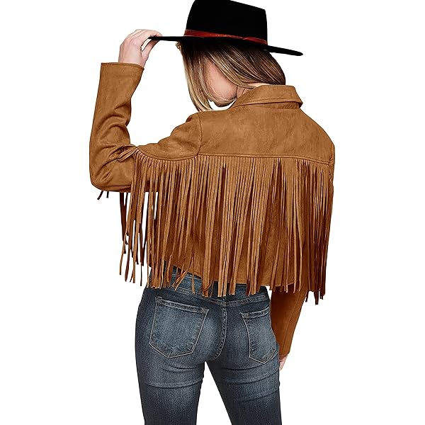 Women's Fringe Jacket Faux Suede Leather Jackets Fashion