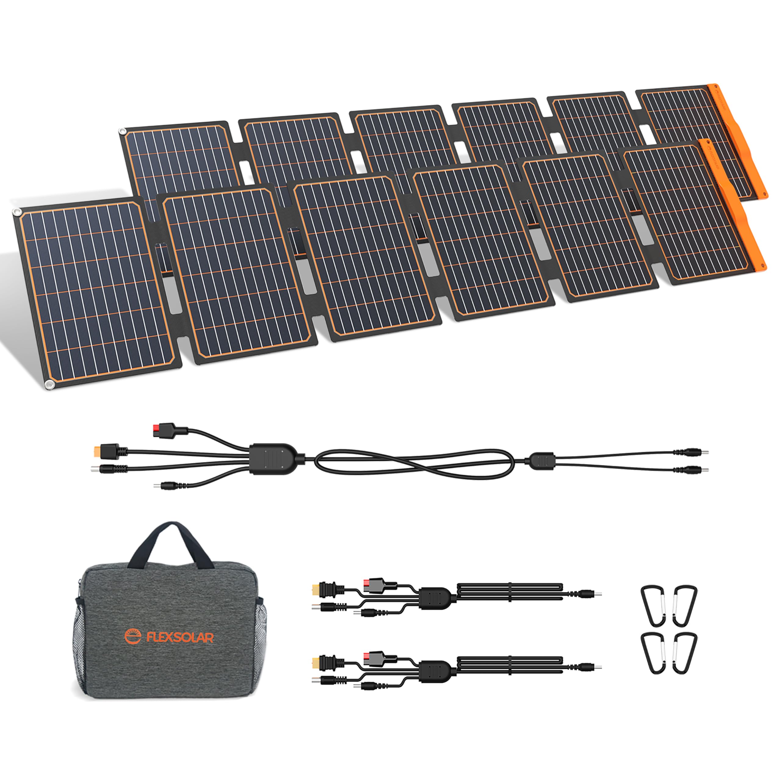 FlexSolar 2PCS 60W Portable Solar Panels Chargers with PD3.0 USB-C,QC3.0 USB-A and DC Outputs Foldable IP67 Waterproof Power Emergency Camping for Small Power Station Generator,Phones, Power Banks Image