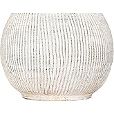 Creative Co-Op Distressed Cream Terracotta Planter with Fluted Texture
