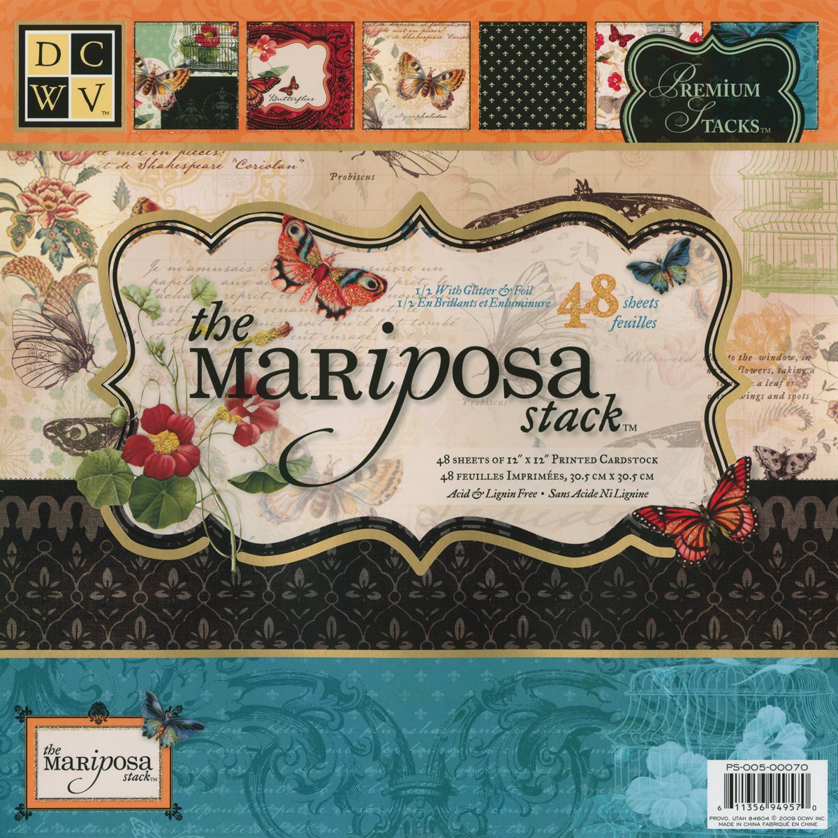 DCWV Diecuts With A View Paper Stack 12-inch x 12-inch 48 kg-Mariposa