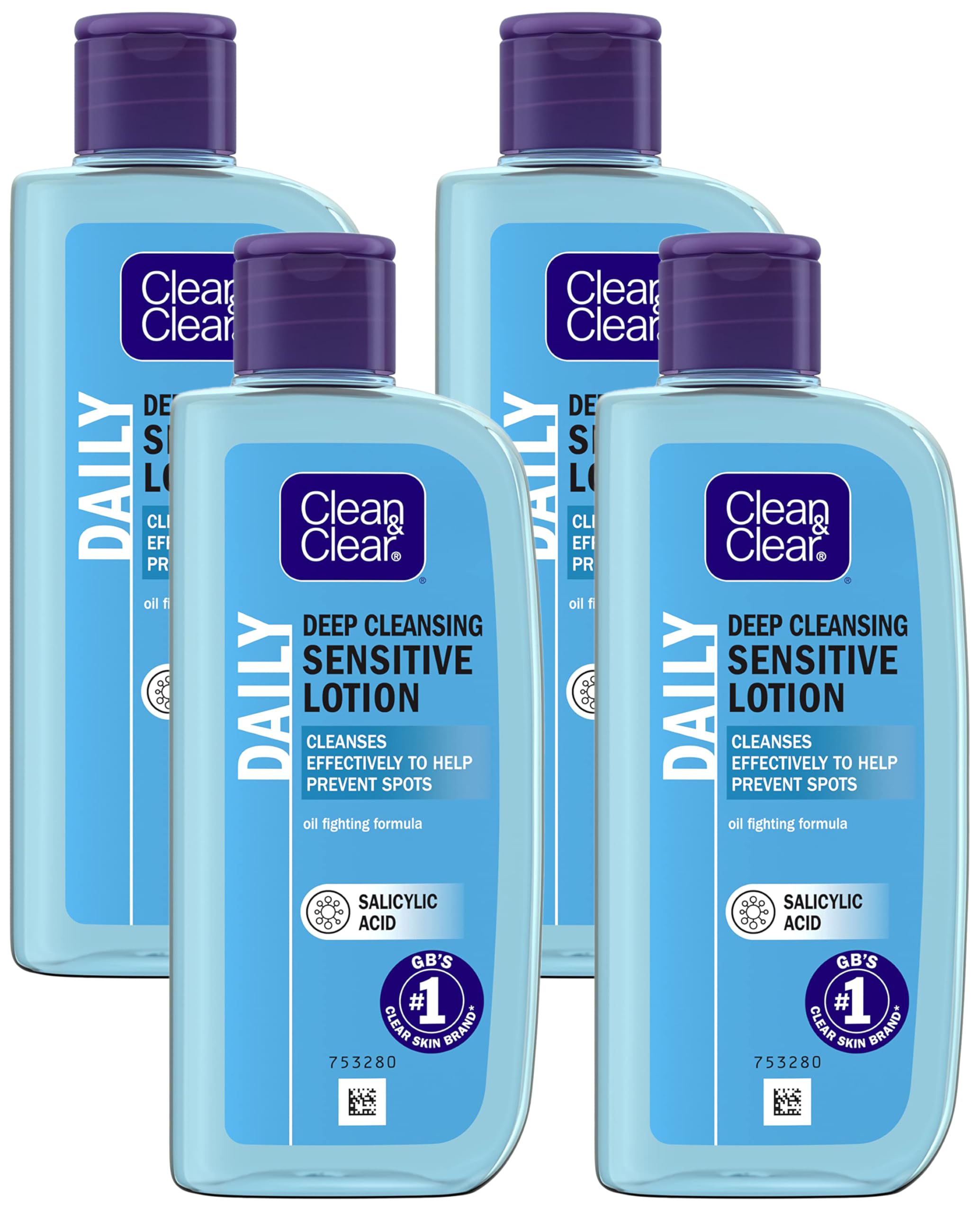 Clean & Clear Deep Cleansing Lotion for Sensitive Skin 200ml (Pack of 4)
