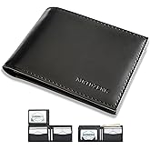 MRTDZENG Slim Leather Wallet for Men, RFID Blocking Men's Bifold Wallet with 2 ID Windows, Minimalist Credit Card Holder, Gifts for Men