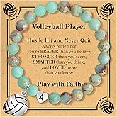 BAYLAY Volleyball Gifts for Teen Girls - Natural Stone Heart Initial Bracelet for Women Girls Volleyball Bracelet Jewelry Volleyball Accessories Stuff Senior Night Gifts for Players Team Lovers