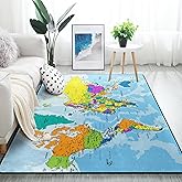 ALAZA Colorful World Map Area Rug Rugs for Living Room Bedroom 4'10