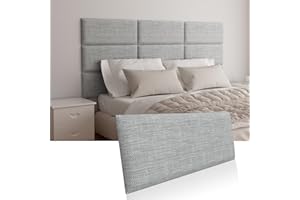 Greymond Upholstered Wall Mounted Headboard for Twin in Light Grey, Peel and Stick Wall Padding Panel Terry Cloth, 4 Panels Sized 9.84" x 23.62"