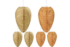 Qumenan 6 Pcs Mini Size Wasp Nest Decoy Hanging Fake Wasp Nest for Wasps Hornets Yellow Jackets Home Garden Yard Outdoors