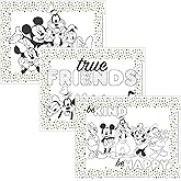 Disney Baby by J.L. Childress ColorMe Disposable Placemats - Stick on Disposable Placemats for Baby, Toddlers, & Kids, Travel Coloring Activities, Sticky Child Table Mat - 24 Pack, Mickey & Friends