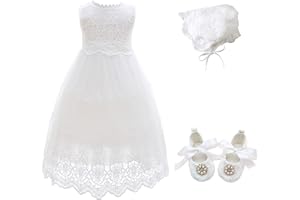 Glamulice Baby Girl Newborn Lace Christening Gown Baptism Dress Infant/Toddler Girls Formal Communion Outfit