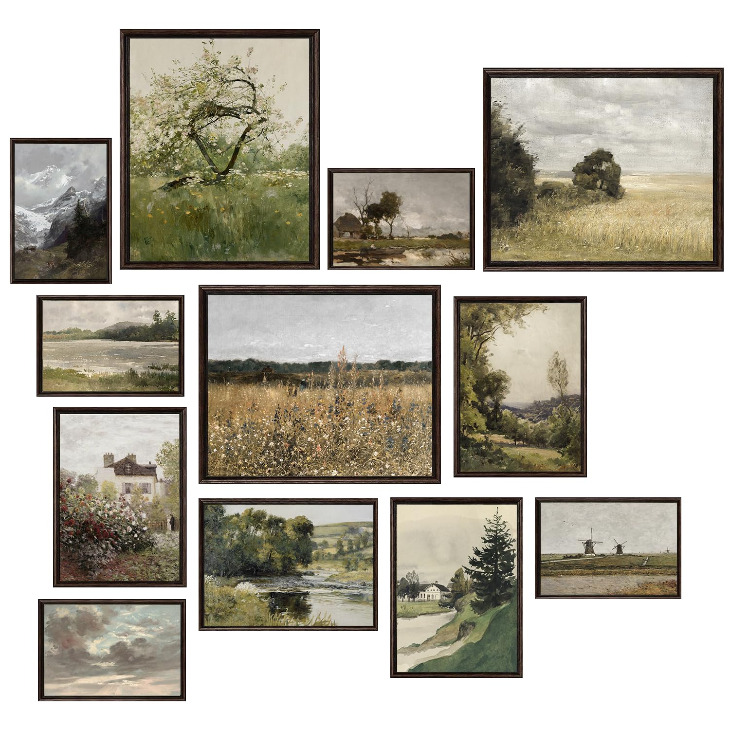 Photo 1 of TRAMIN Vintage Wall Decor - Rustic Wall Art, Eclectic French Country Botanical Painting, Rustic Gallery Wall Print, Vintage Art Prints, Moody Vintage Poster Picture for Bedroom Decorations (UNFRAMED)