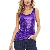 Women's Sleeveless Glitter Sequin Tank Tops Shimmer Vest Tops Glitter Camisole for Women Girl