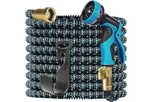 50ft Expandable Garden Hose Water Hose - Kink Free Flexible Expending Hose 50ft with 10 Function Nozzle and 3-Layers Latex, 3