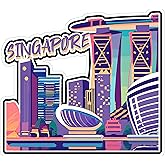Singapore Sticker 4 Inch City Travel Souvenir Destination - Waterproof Vinyl Decal for Laptop Water Bottle Car Tumbler - Durable Aesthetic Long-Lasting Stickers for Adults ID44990