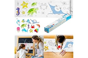 XEFINAL Children's Drawing Roll，2024 New Coloring Paper Roll for Kids,120 * 11.8 Inches DIY Painting Drawing Paper Roll, Sticky Drawing Paper Roll, Early Educational Toys for Kids (Ocean)